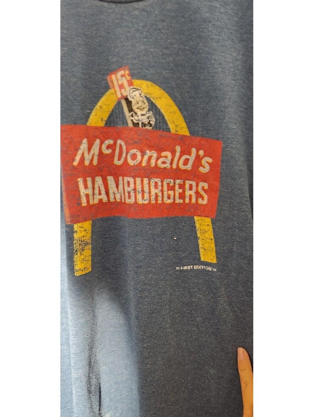 Vintage McDonald's Hamburgers Graphic T-Shirt Blue Size Large